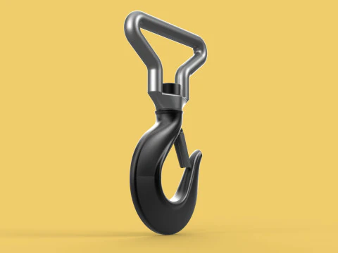 FORGED SINGLE LIFTING CRANE TON HOOK HOIST LATCH ALLOY STEEL 3D Model