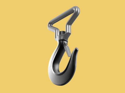 FORGED SINGLE LIFTING CRANE TON HOOK HOIST LATCH ALLOY STEEL 3D Model
