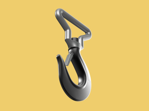 FORGED SINGLE LIFTING CRANE TON HOOK HOIST LATCH ALLOY STEEL Modelo 3D