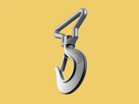 FORGED SINGLE LIFTING CRANE TON HOOK HOIST LATCH ALLOY STEEL 3D Model
