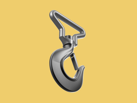 FORGED SINGLE LIFTING CRANE TON HOOK HOIST LATCH ALLOY STEEL Modelo 3D