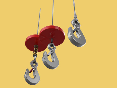 STANDARD LIFTING CRANE STEEL HOOK HOIST WIRE ROPE SLING CABLE 3D मॉडल
