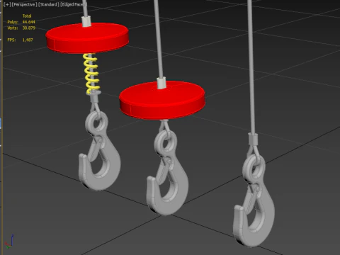 STANDARD LIFTING CRANE STEEL HOOK HOIST WIRE ROPE SLING CABLE 3D Model