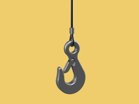EYE HOOK SINGLE LIFTING CRANE HOOKS HOIST LATCH ALLOY STEEL ROPE 3D Model