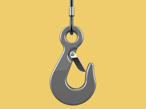 EYE HOOK SINGLE LIFTING CRANE HOOKS HOIST LATCH ALLOY STEEL ROPE 3D Model