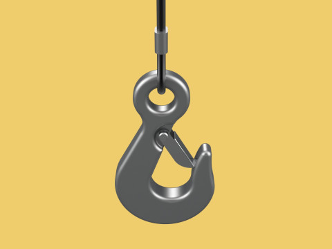 EYE HOOK SINGLE LIFTING CRANE HOOKS HOIST LATCH ALLOY STEEL ROPE 3D Model