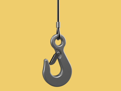 EYE HOOK SINGLE LIFTING CRANE HOOKS HOIST LATCH ALLOY STEEL ROPE 3D Model