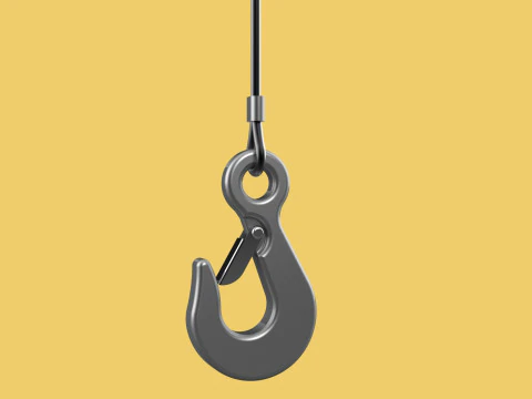EYE HOOK SINGLE LIFTING CRANE HOOKS HOIST LATCH ALLOY STEEL ROPE 3D Model