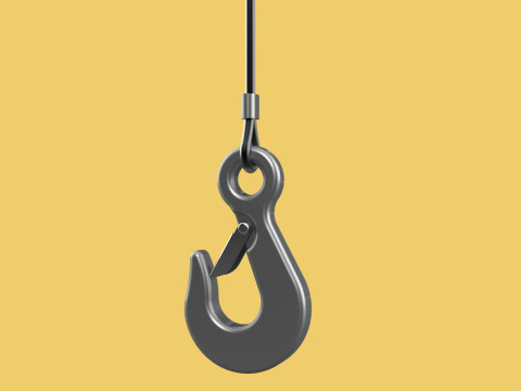 EYE HOOK SINGLE LIFTING CRANE HOOKS HOIST LATCH ALLOY STEEL ROPE 3D Model