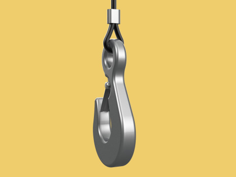 EYE HOOK SINGLE LIFTING CRANE HOOKS HOIST LATCH ALLOY STEEL ROPE 3D Model
