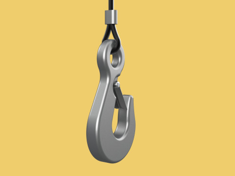 EYE HOOK SINGLE LIFTING CRANE HOOKS HOIST LATCH ALLOY STEEL ROPE 3D Model