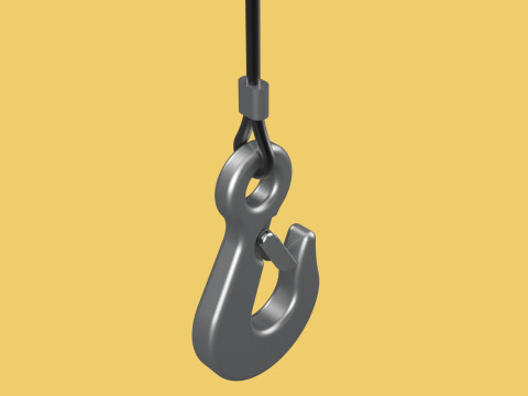 EYE HOOK SINGLE LIFTING CRANE HOOKS HOIST LATCH ALLOY STEEL ROPE 3D Model