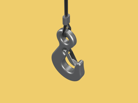 EYE HOOK SINGLE LIFTING CRANE HOOKS HOIST LATCH ALLOY STEEL ROPE 3D Model