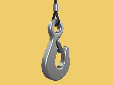 EYE HOOK SINGLE LIFTING CRANE HOOKS HOIST LATCH ALLOY STEEL ROPE 3D Model