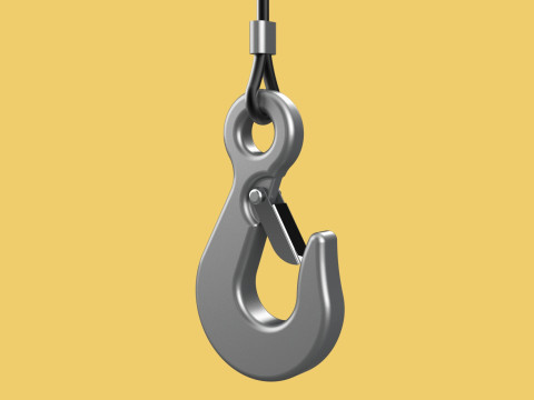 EYE HOOK SINGLE LIFTING CRANE HOOKS HOIST LATCH ALLOY STEEL ROPE 3D Model