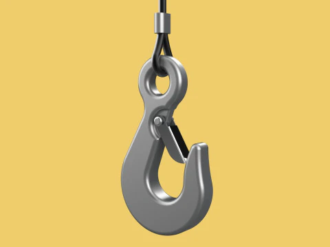 EYE HOOK SINGLE LIFTING CRANE HOOKS HOIST LATCH ALLOY STEEL ROPE 3D Model