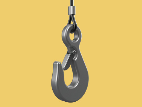 EYE HOOK SINGLE LIFTING CRANE HOOKS HOIST LATCH ALLOY STEEL ROPE 3D Model