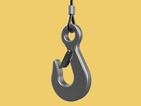 EYE HOOK SINGLE LIFTING CRANE HOOKS HOIST LATCH ALLOY STEEL ROPE 3D Model