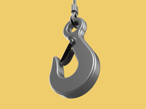 EYE HOOK SINGLE LIFTING CRANE HOOKS HOIST LATCH ALLOY STEEL ROPE 3D Model