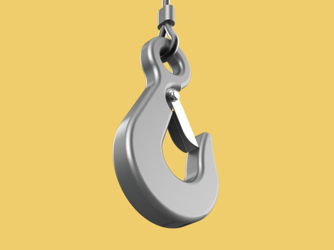 EYE HOOK SINGLE LIFTING CRANE HOOKS HOIST LATCH ALLOY STEEL ROPE 3D Model