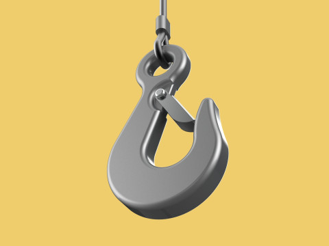 EYE HOOK SINGLE LIFTING CRANE HOOKS HOIST LATCH ALLOY STEEL ROPE 3D Model
