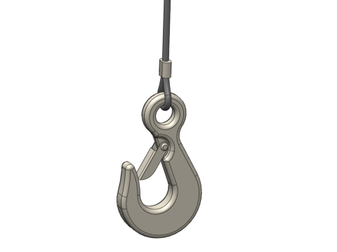 EYE HOOK SINGLE LIFTING CRANE HOOKS HOIST LATCH ALLOY STEEL ROPE 3D Model