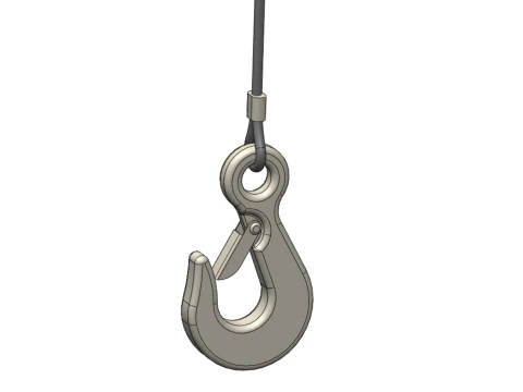 EYE HOOK SINGLE LIFTING CRANE HOOKS HOIST LATCH ALLOY STEEL ROPE 3D Model