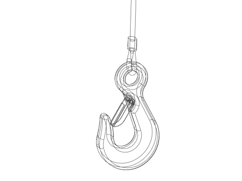 EYE HOOK SINGLE LIFTING CRANE HOOKS HOIST LATCH ALLOY STEEL ROPE 3D Model