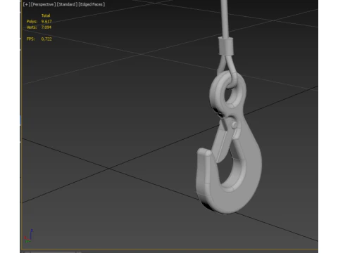 EYE HOOK SINGLE LIFTING CRANE HOOKS HOIST LATCH ALLOY STEEL ROPE 3D Model