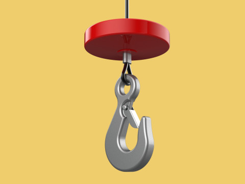 LIFTING CRANE EYE HOOK ELECTRIC HOIST WIRE ROPE SLING CABLE TON 3D 모델