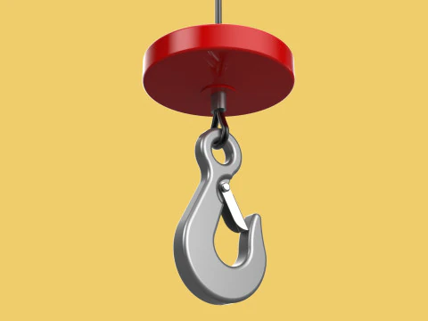 LIFTING CRANE EYE HOOK ELECTRIC HOIST WIRE ROPE SLING CABLE TON 3D Model
