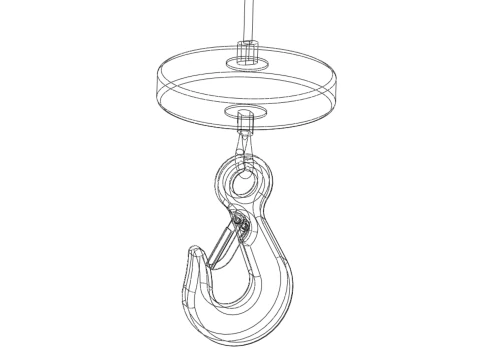 LIFTING CRANE EYE HOOK ELECTRIC HOIST WIRE ROPE SLING CABLE TON 3D Model