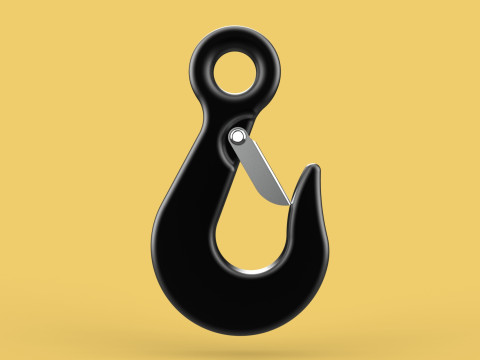STANDARD EYE HOOK FORGED SINGLE LIFTING CRANE TON HOIST LATCH 3D Model