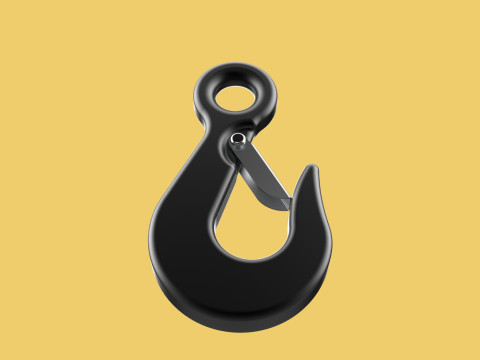STANDARD EYE HOOK FORGED SINGLE LIFTING CRANE TON HOIST LATCH 3D Model