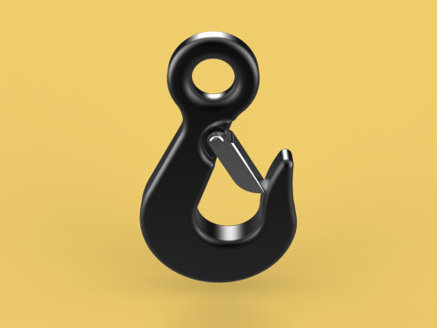 STANDARD EYE HOOK FORGED SINGLE LIFTING CRANE TON HOIST LATCH 3D Model