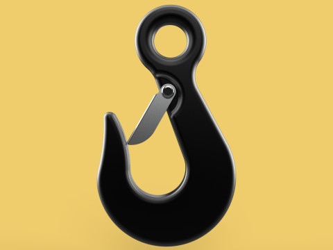 STANDARD EYE HOOK FORGED SINGLE LIFTING CRANE TON HOIST LATCH 3D Model