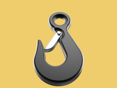 STANDARD EYE HOOK FORGED SINGLE LIFTING CRANE TON HOIST LATCH 3D Model