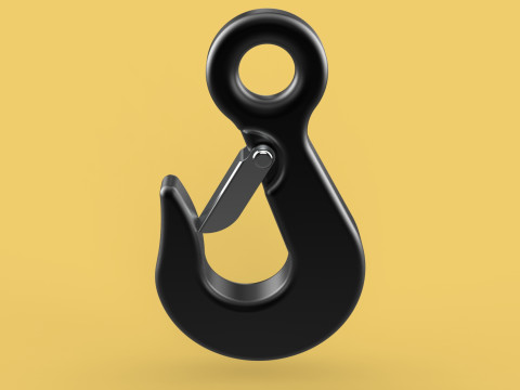 STANDARD EYE HOOK FORGED SINGLE LIFTING CRANE TON HOIST LATCH 3D Model