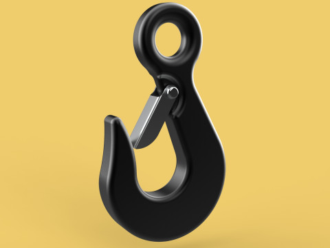 STANDARD EYE HOOK FORGED SINGLE LIFTING CRANE TON HOIST LATCH 3D Model
