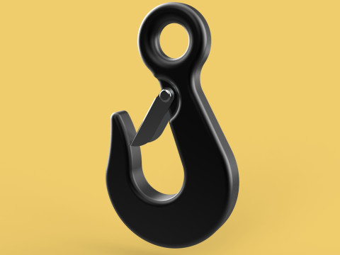 STANDARD EYE HOOK FORGED SINGLE LIFTING CRANE TON HOIST LATCH 3D Model
