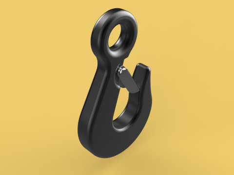 STANDARD EYE HOOK FORGED SINGLE LIFTING CRANE TON HOIST LATCH 3D Model