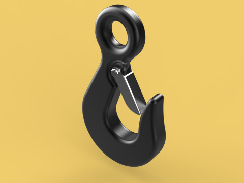 STANDARD EYE HOOK FORGED SINGLE LIFTING CRANE TON HOIST LATCH 3D Model