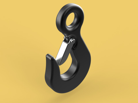 STANDARD EYE HOOK FORGED SINGLE LIFTING CRANE TON HOIST LATCH 3D Model