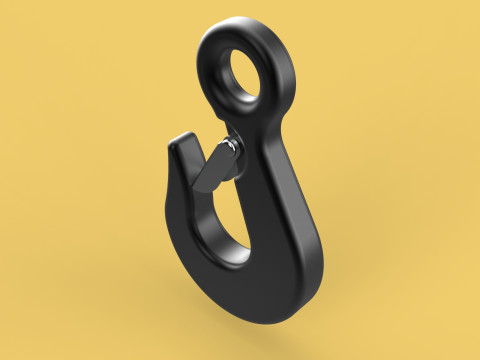 STANDARD EYE HOOK FORGED SINGLE LIFTING CRANE TON HOIST LATCH 3D Model