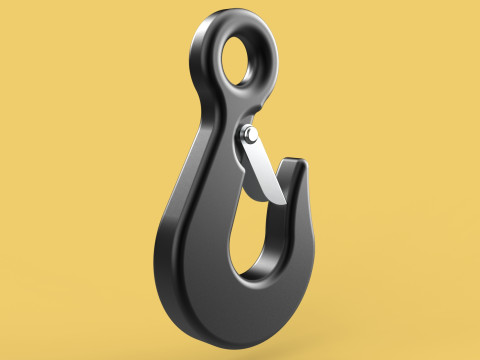 STANDARD EYE HOOK FORGED SINGLE LIFTING CRANE TON HOIST LATCH 3D Model