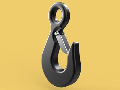 STANDARD EYE HOOK FORGED SINGLE LIFTING CRANE TON HOIST LATCH 3D Model