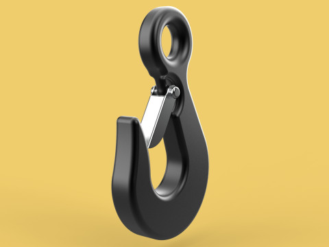 STANDARD EYE HOOK FORGED SINGLE LIFTING CRANE TON HOIST LATCH 3D Model