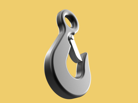 STANDARD EYE HOOK FORGED SINGLE LIFTING CRANE TON HOIST LATCH 3D Model