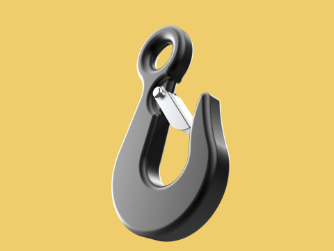 STANDARD EYE HOOK FORGED SINGLE LIFTING CRANE TON HOIST LATCH 3D Model