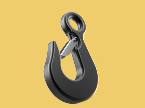 STANDARD EYE HOOK FORGED SINGLE LIFTING CRANE TON HOIST LATCH 3D Model